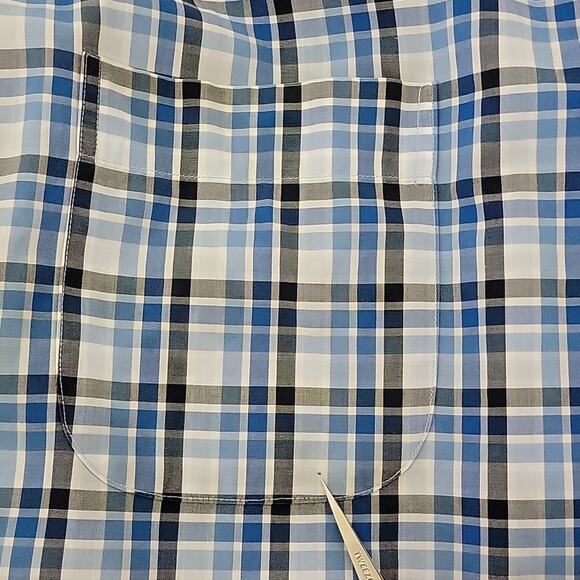 Peter Millar Hidden Button-Down Long-Sleeve Blue Plaid Dress Shirt XL - Picture 11 of 15